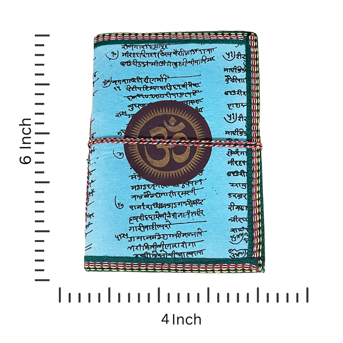Blue Color Handmade Cotton Paper Diary with Om Symbol Print for Spiritual Writing & Journaling Notebook