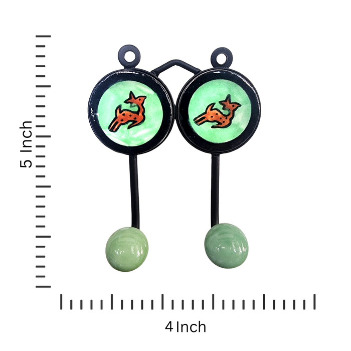 Stylish Green Color Iron Hand Painted Ceramic Wall Hanger with Two Hooks