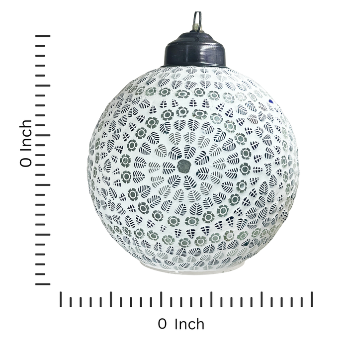 Handcrafted Floral Pattern Hanging Lamp – White & Black Decorative Light for Home Décor