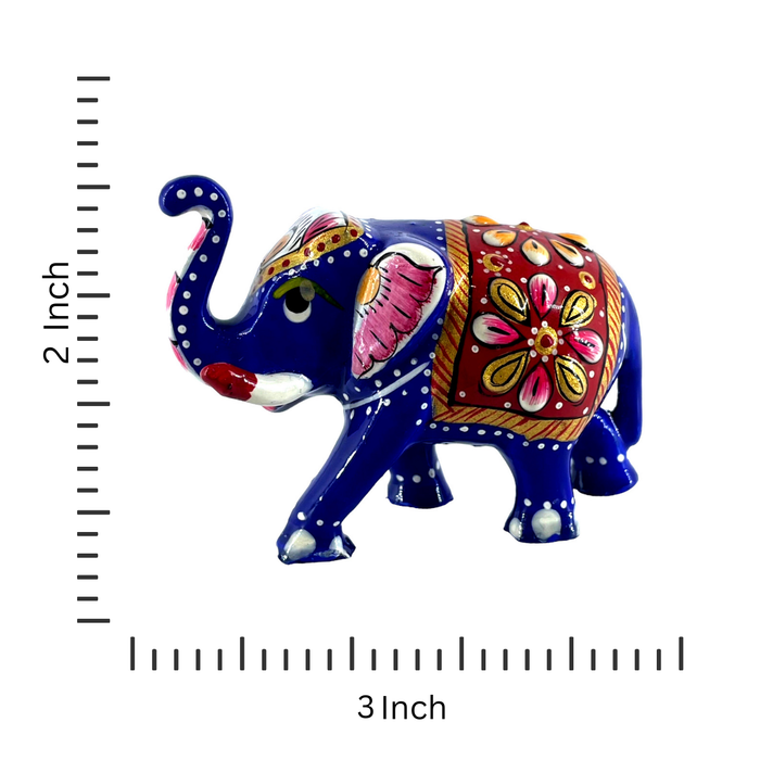 Handcrafted Blue Trunk-Up Elephant Figurine – Vibrant Meenakari Décor