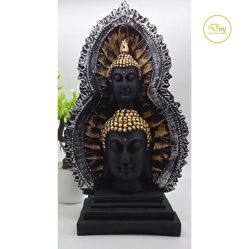 Black Resin double buddha statue