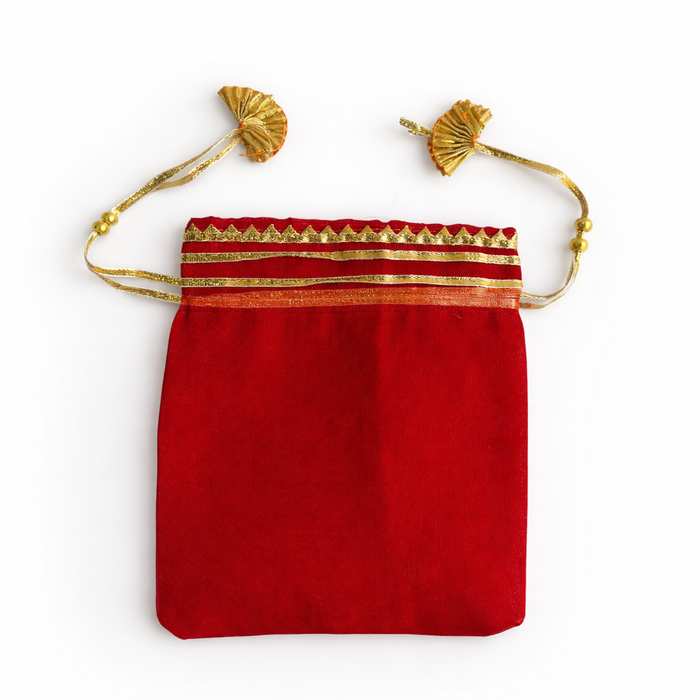 Handcrafted Velvet Drawstring Potli Bag for Wedding Return Gifts, Jewelry Storage & Festive Gifting