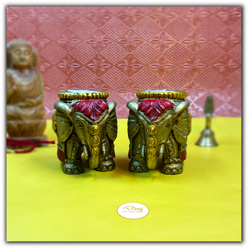 Buy Wooden Elephant Tealight Candle Holder Online in India