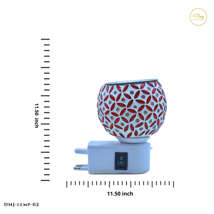 Handmade Round Glass Roli Poli Lamp with Colorful Mosaic Patterns