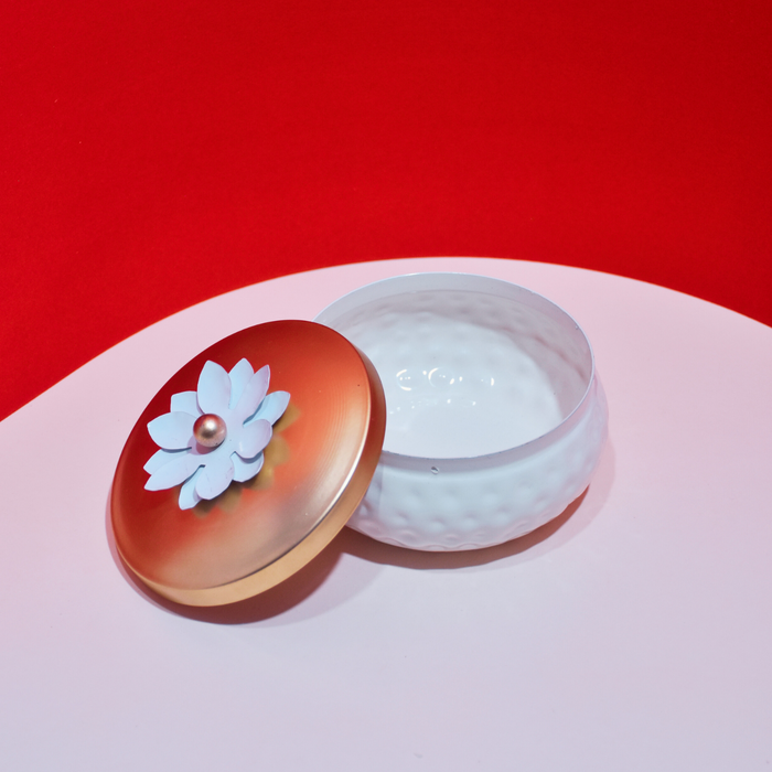 Premium View Lotus Handle Jar Light Cream Colour Jar | Buy Now
