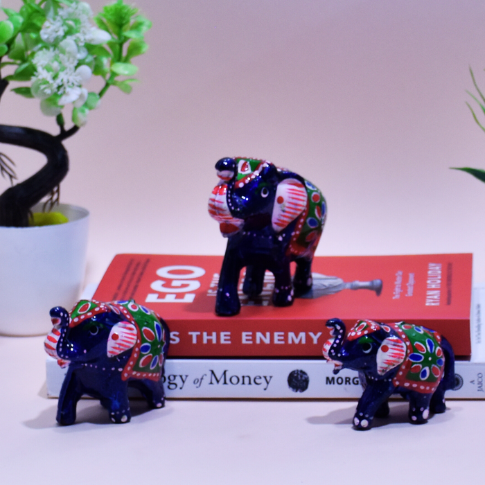 Handcrafted Decorative Elephant Showpiece Set of 3 | Traditional Home Décor