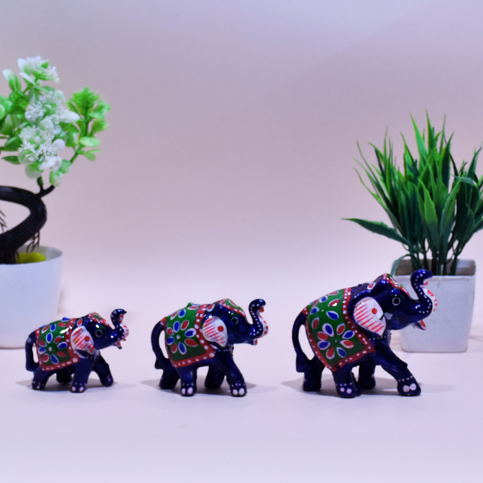 Handcrafted Decorative Elephant Showpiece Set of 3 | Traditional Home Décor