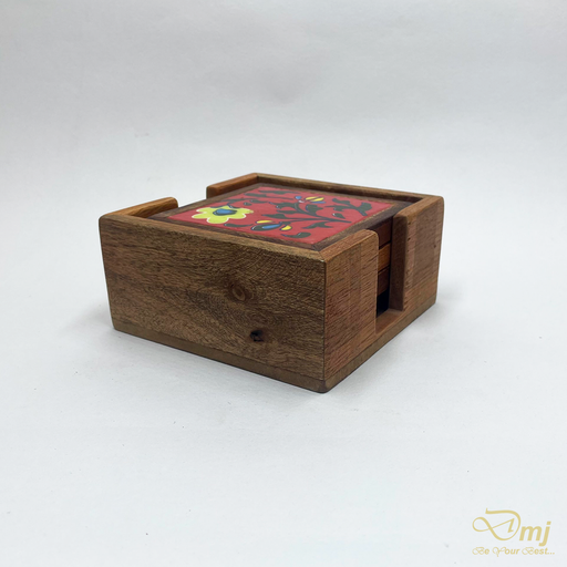 Handmade Multicolor Ceramic Tiles Wooden Tea Coasters for Gifting