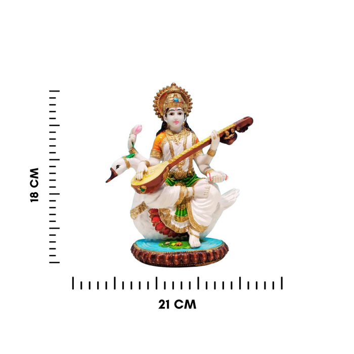 White Resin Saraswati Statue for Home Decor