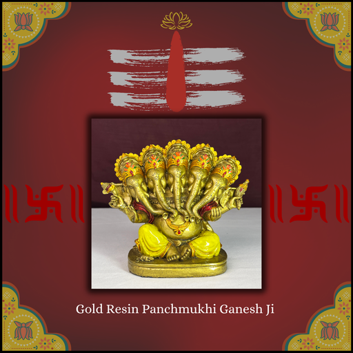 Golden Panchmukhi Ganesha Statue Decorative Showpiece