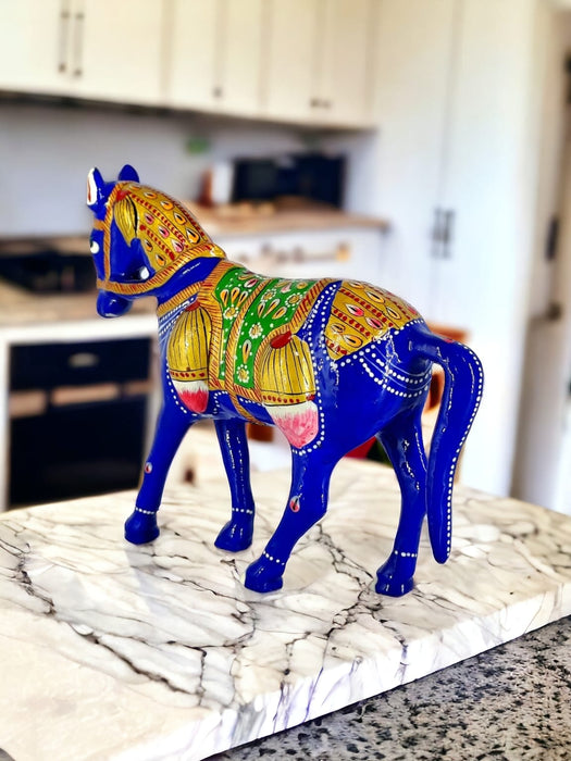 Handcrafted Meenakari Metal Horse Statue