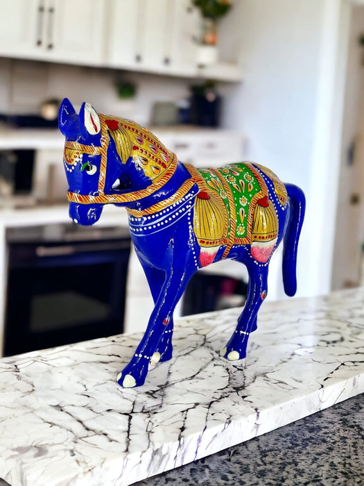 Handpainted Meenakari Metal Horse Statue