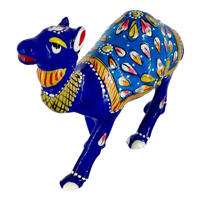 Blue Color Handcrafted Meenakari Metal Camel Statue