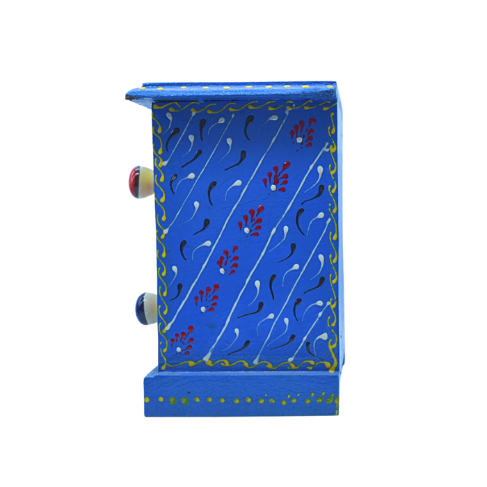 Handcrafted Blue Color Wooden Ceramic Drawer Storage Box
