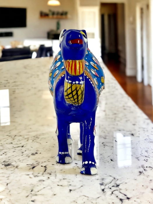 Blue Color Handcrafted Meenakari Metal Camel Statue