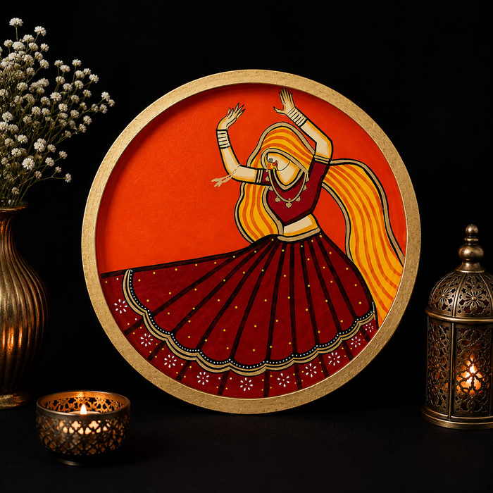 Hand Painted Rajasthani Dancer Wall Decor | Traditional Indian Art