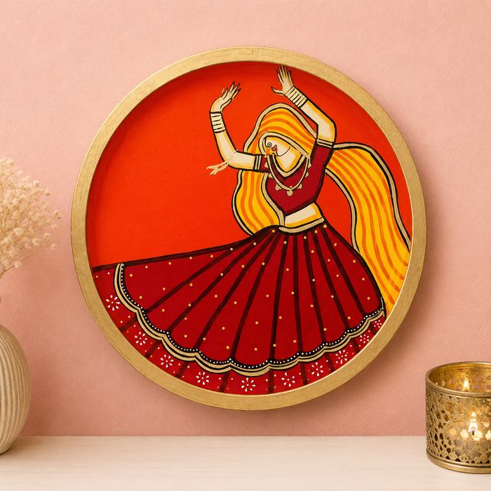 Hand Painted Rajasthani Dancer Wall Decor | Traditional Indian Art