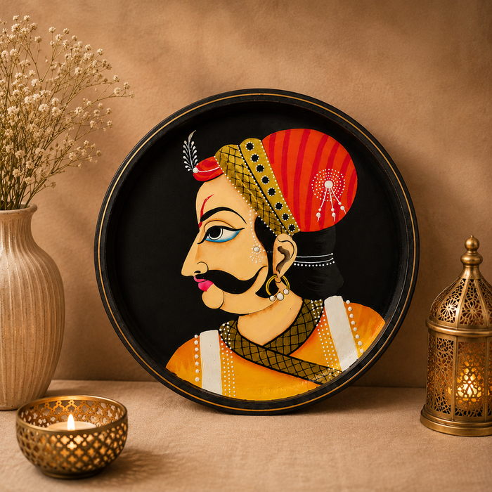 Hand Painted Rajasthani Man Wooden Wall Decor | Handmade Indian Art