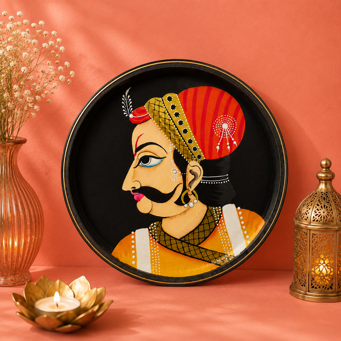 Hand Painted Rajasthani Man Wooden Wall Decor | Handmade Indian Art