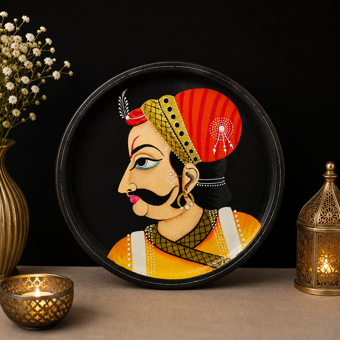 Hand Painted Rajasthani Man Wooden Wall Decor | Handmade Indian Art