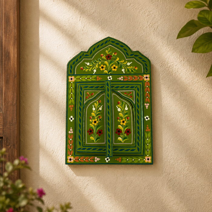 Hand Painted Wooden Jharokha Wall Decor | Indian Rajasthani Wall Art