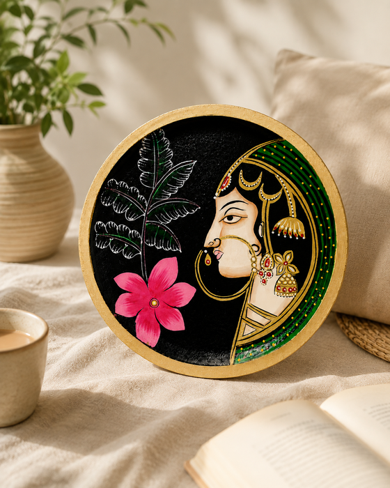 Hand Painted Indian Woman Wall Decor | Traditional Handmade Wall Art