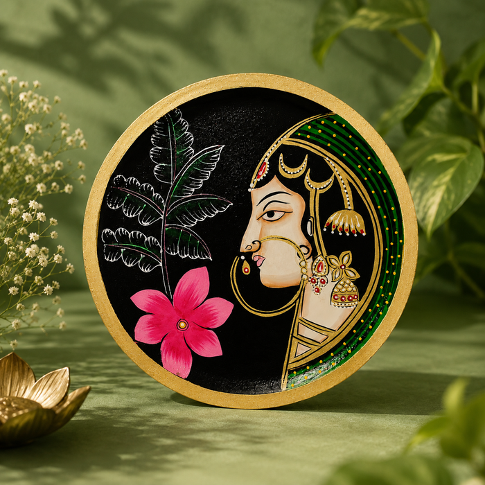 Hand Painted Indian Woman Wall Decor | Traditional Handmade Wall Art