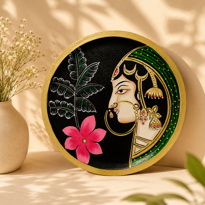 Hand Painted Indian Woman Wall Decor | Traditional Handmade Wall Art