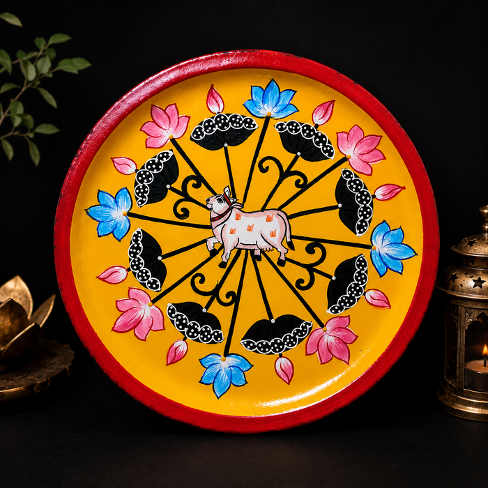 Hand Painted Cow Wall Decor | Traditional Indian Handmade Wall Art