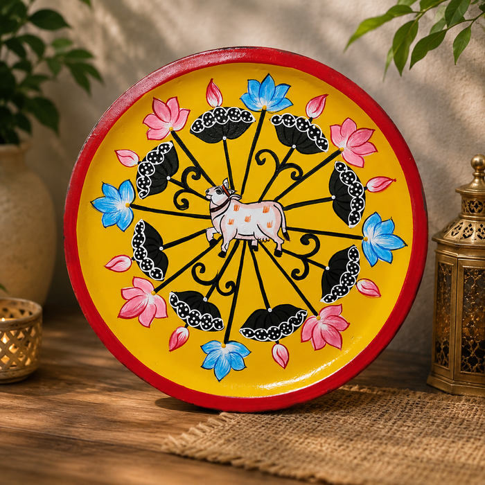 Hand Painted Cow Wall Decor | Traditional Indian Handmade Wall Art