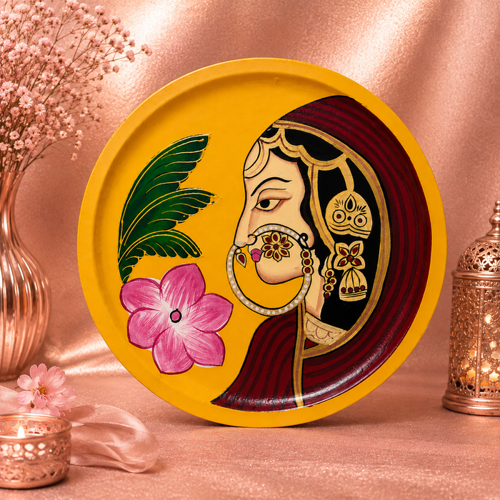 Hand Painted Indian Woman Wall Decor | Traditional Handmade Wall Art
