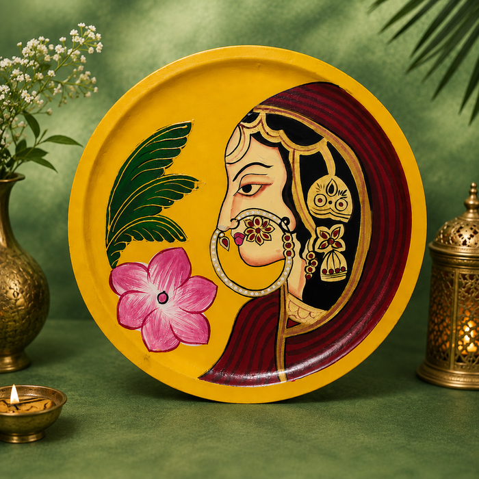 Hand Painted Indian Woman Wall Decor | Traditional Handmade Wall Art