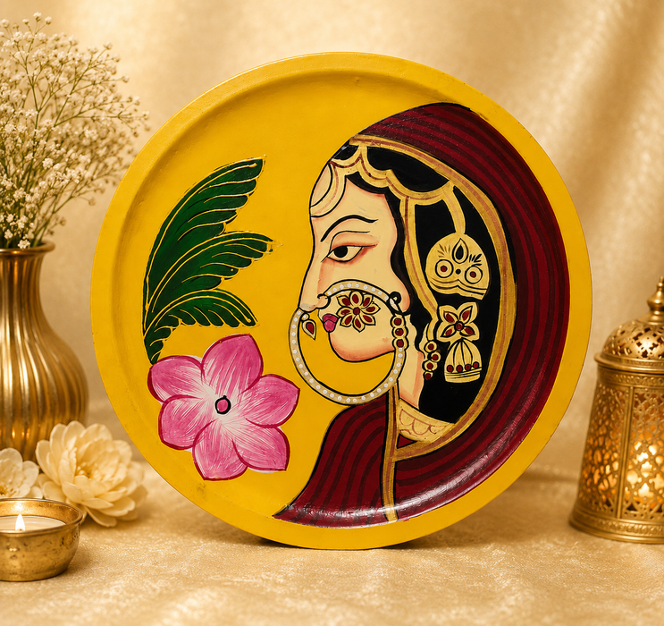 Hand Painted Indian Woman Wall Decor | Traditional Handmade Wall Art
