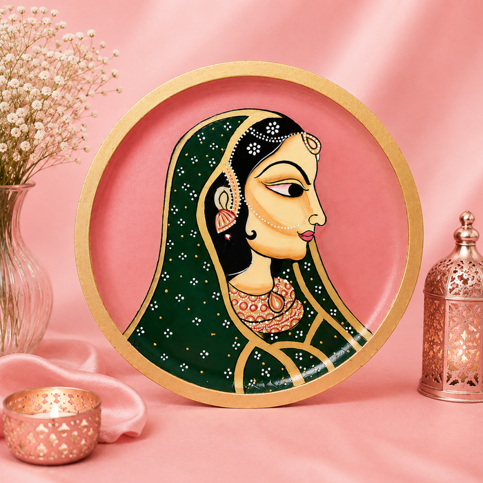 Hand Painted Indian Woman Wall Decor | Traditional Handmade Wall Art