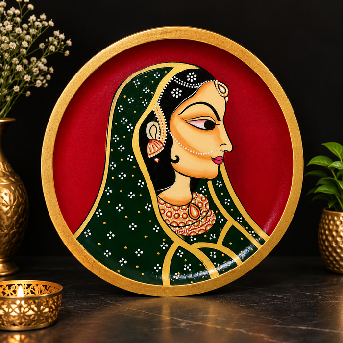 Hand Painted Indian Woman Wall Decor | Traditional Handmade Wall Art