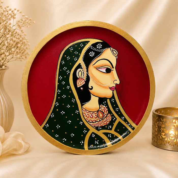 Hand Painted Indian Woman Wall Decor | Traditional Handmade Wall Art