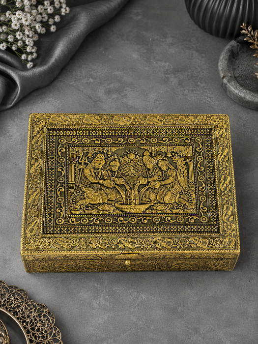 Handcrafted Radha Krishna Shiv Parvati Jalabhishek Temple Box