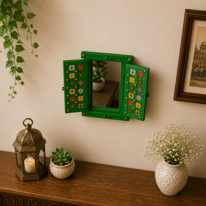 Hand Painted Wooden Jharokha Wall Decor | Indian Rajasthani Wall Art