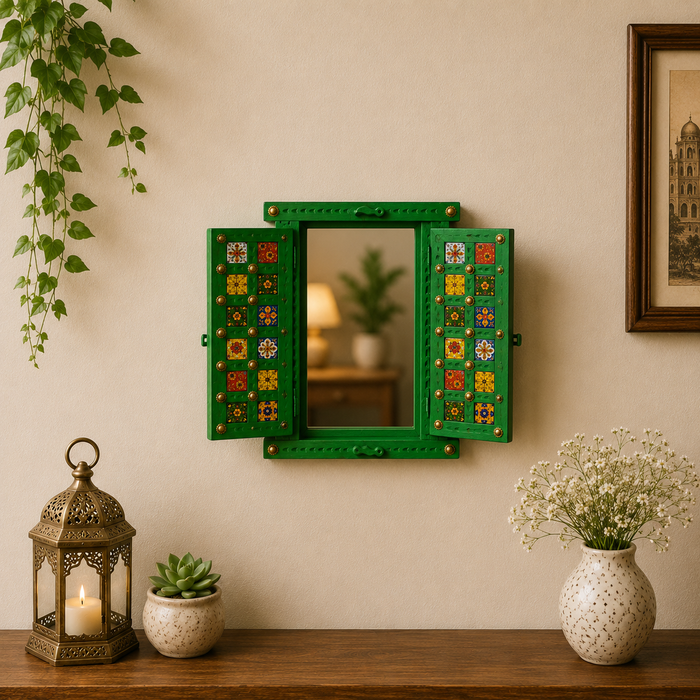 Hand Painted Wooden Jharokha Wall Decor | Indian Rajasthani Wall Art