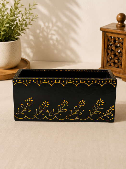 Handcrafted Wooden Painted 3 Drawer Storage Tray | Indian Traditional Home Decor