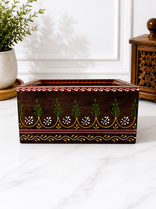 Handcrafted Wooden 3 Drawer Storage Tray | Traditional Indian Home Decor