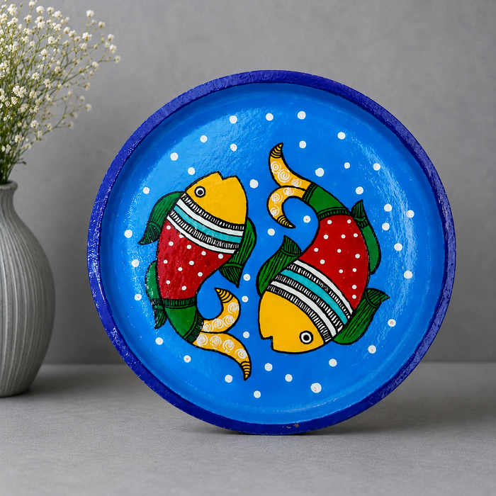Hand Painted Fish Wooden Wall Decor | Handmade Indian Wall Art