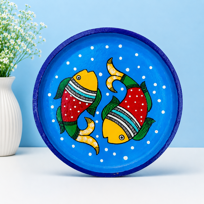 Hand Painted Fish Wooden Wall Decor | Handmade Indian Wall Art