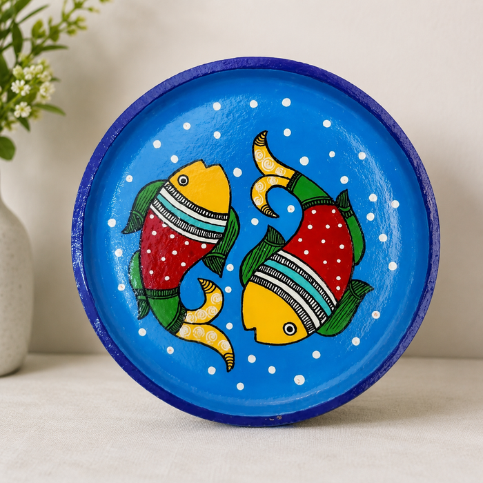 Hand Painted Fish Wooden Wall Decor | Handmade Indian Wall Art