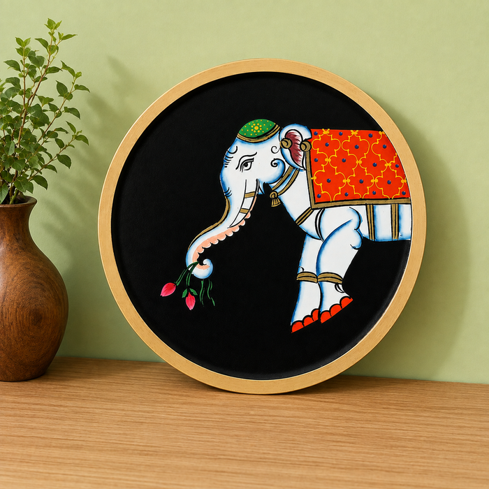 Hand Painted Elephant Wooden Wall Decor | Handmade Indian Wall Art