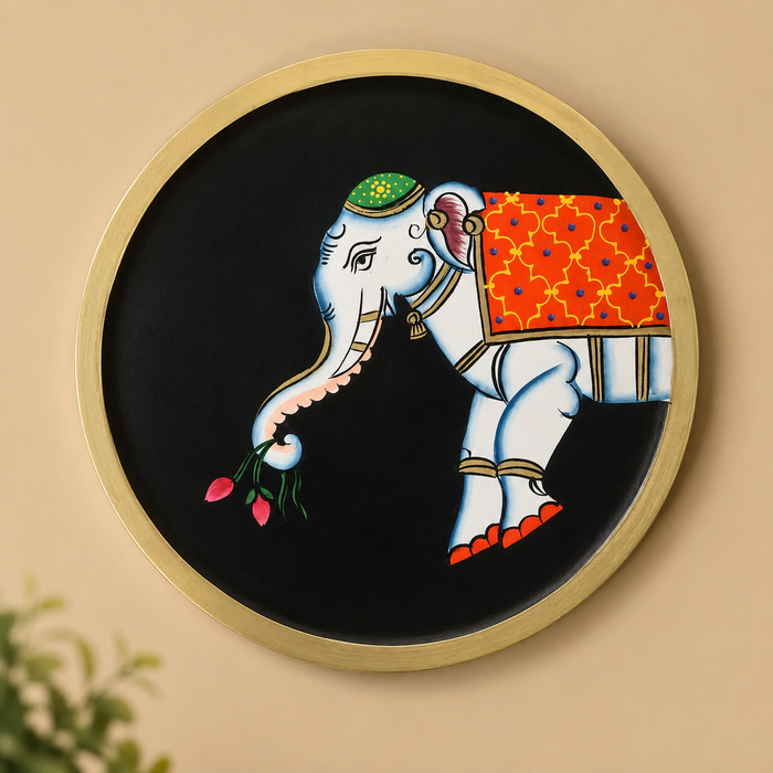 Hand Painted Elephant Wooden Wall Decor | Handmade Indian Wall Art