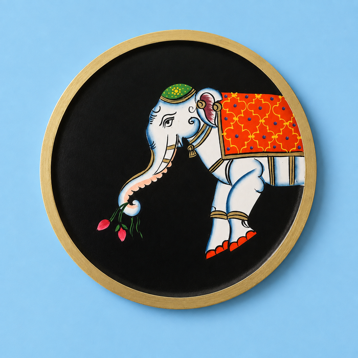 Hand Painted Elephant Wooden Wall Decor | Handmade Indian Wall Art