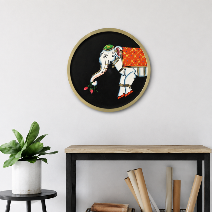 Hand Painted Elephant Wooden Wall Decor | Handmade Indian Wall Art