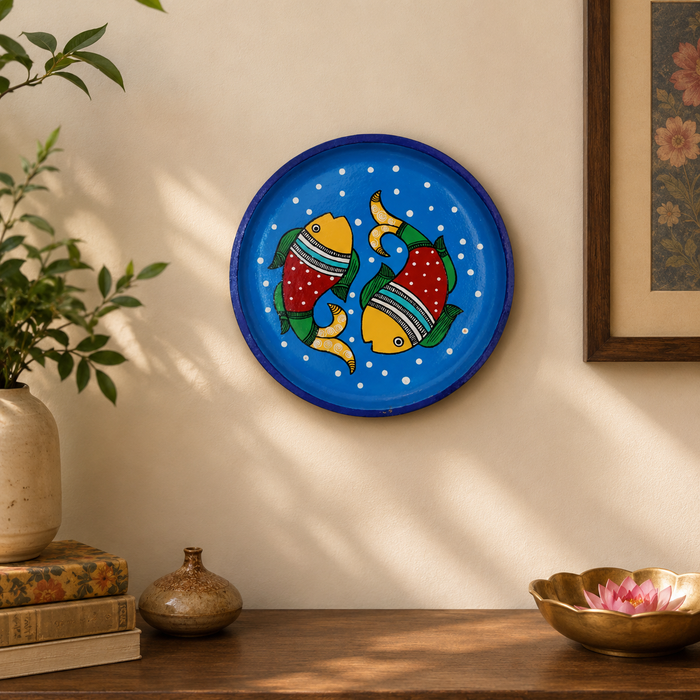 Hand Painted Fish Wooden Wall Decor | Handmade Indian Wall Art