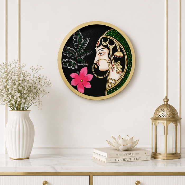 Hand Painted Indian Woman Wall Decor | Traditional Handmade Wall Art